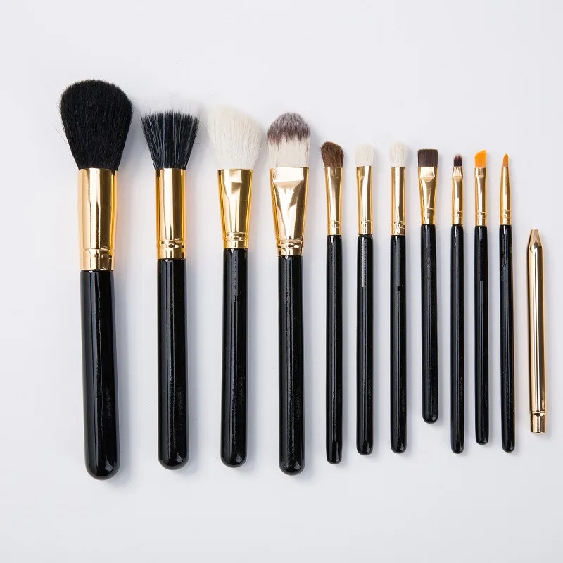 Professional Cosmetics Makeup Brush Set 12Pcs Brushes Cosmetic Kit Leather Bag Pouch Brand Make UP Tool | Красота и здоровье