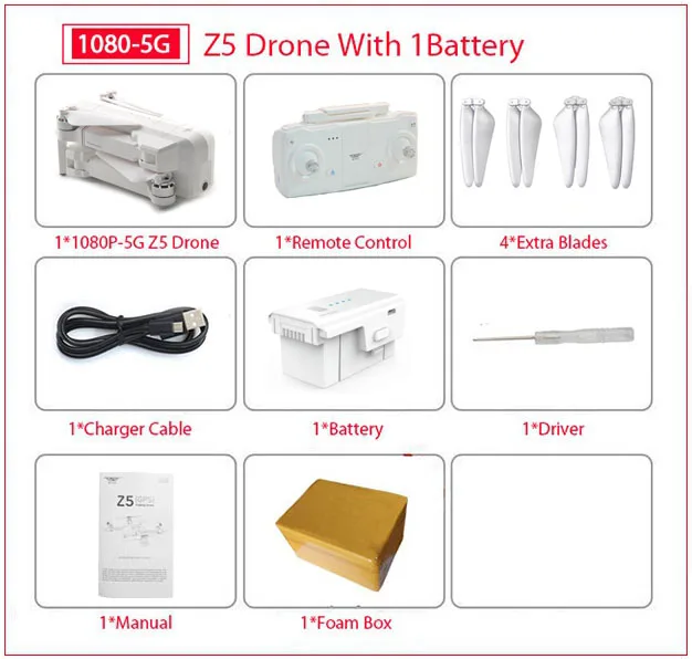 1080P 5G 1B Foam SJRC Z5 RC Дрон Профессиональный gps RTF 5G WiFi FPV 1080P камера с gps режим следования за мной RC Квадрокоптер vs XS809 B5W JJPRO X5 F11 - Цвет: 1080P 5G 1B Foam