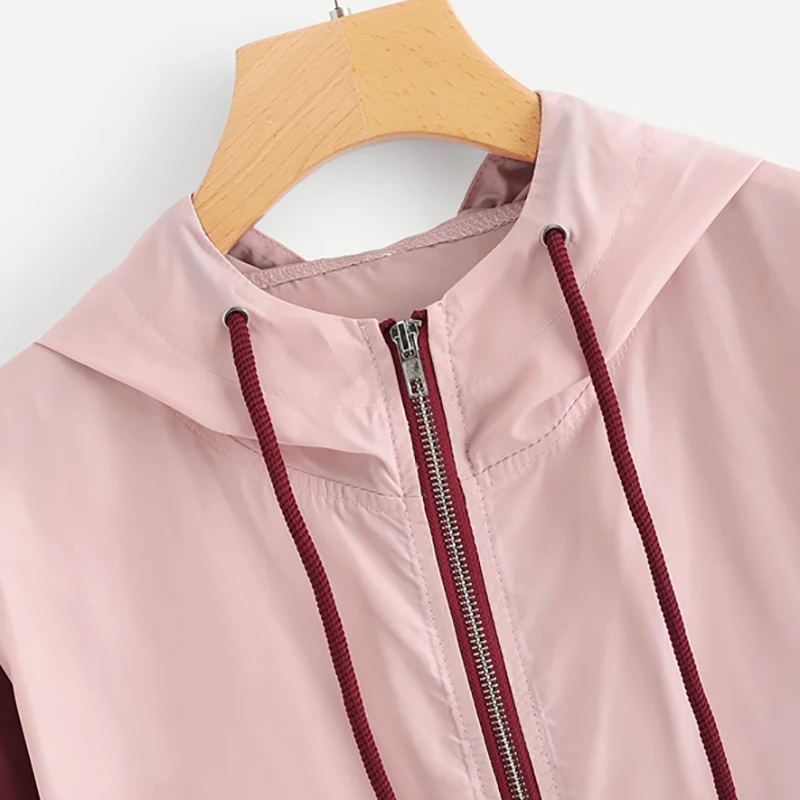 Dotfashion, Женская куртка с капюшоном, на завязках, с карманами, кенгуру,, Весенняя Повседневная модная одежда, пальто, ветровка, верхняя одежда