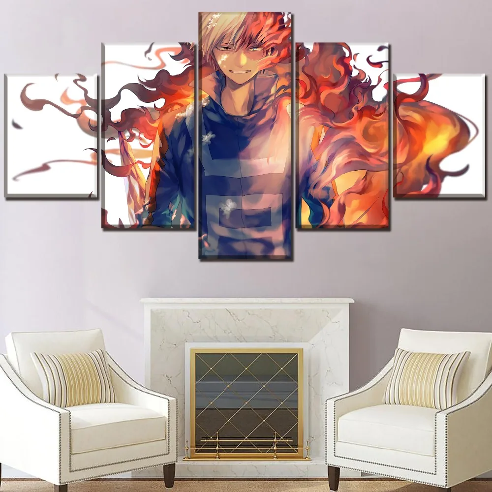 5 панелей Постер Boku no Hero My Academia Shouto Todoroki Картина на холсте с принтом домашний декор