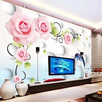 beibehang rose dolphins custom papel de parede 3d photo wallpaper 3d embossed modern living room tv background 3d wall paper