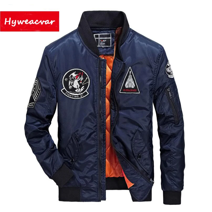 Куртка Hyweacvar Мужская с вышивкой|air force coat|pilot air forceflight jacket |