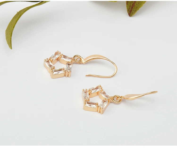 Женские серьги подвески из розового золота с кристаллами|womens dangle earrings|dangle