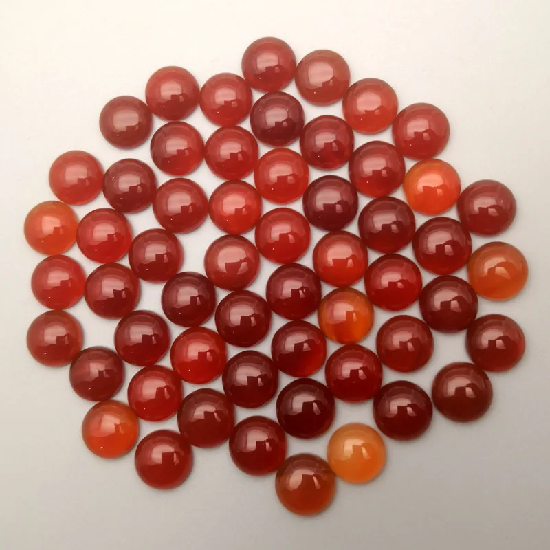 

Fashion natural stone round beads red agates cabochon for Jewelry making 50pcs 12mm Necklace Ring Earrings Accessories Wholesale