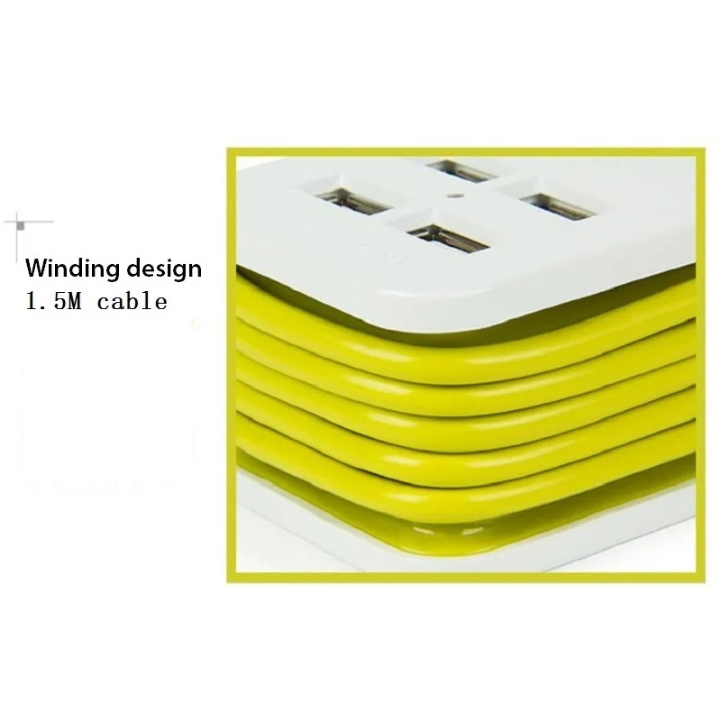 Дорожный адаптер портативный кабель 1 5 м 1/2 ЕС разъем удлинитель 4 порта USB зарядка