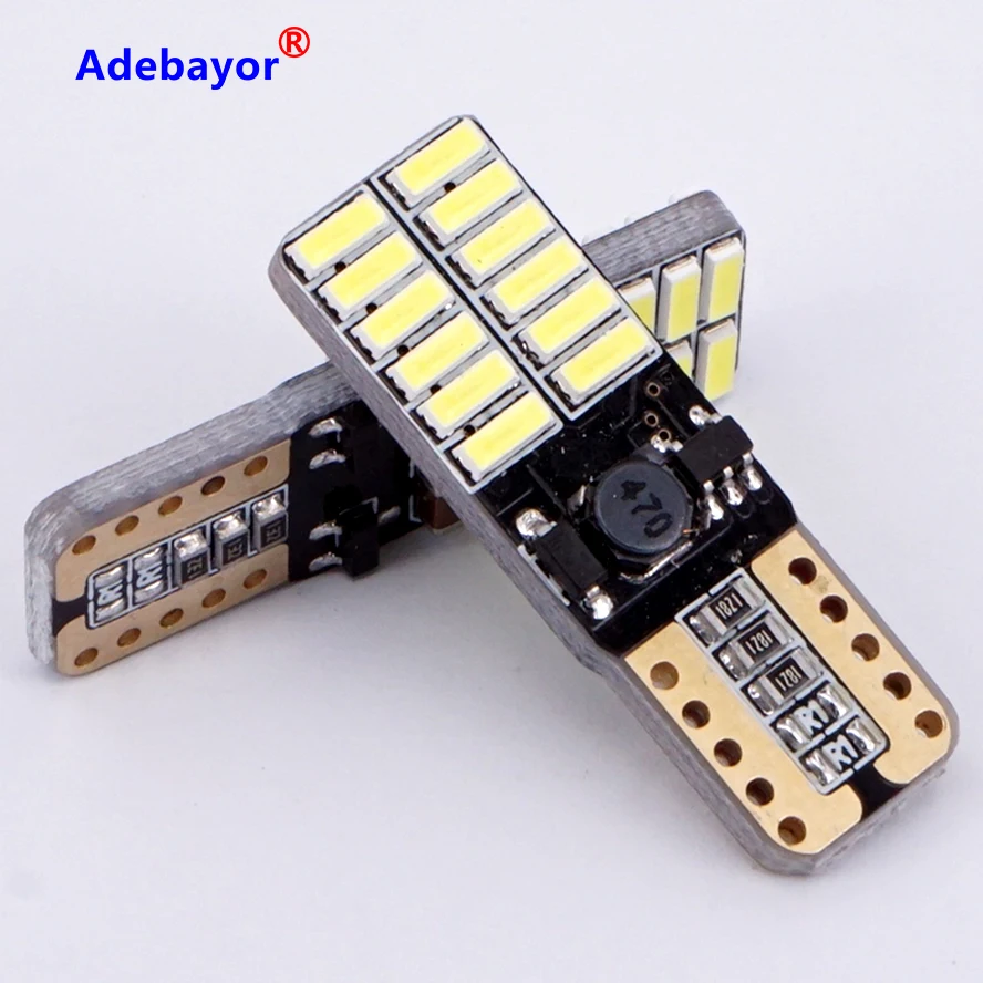 10XCar авто светодиодный T10 194 W5W Canbus 24 SMD 4014 светильник лампа без ошибок для