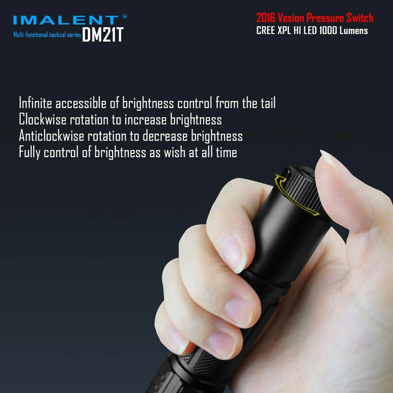 2016 IMALENT DM21T CREE XPL HI светодиодный 1000 люмен USB Перезаряжаемый Многофункциональный