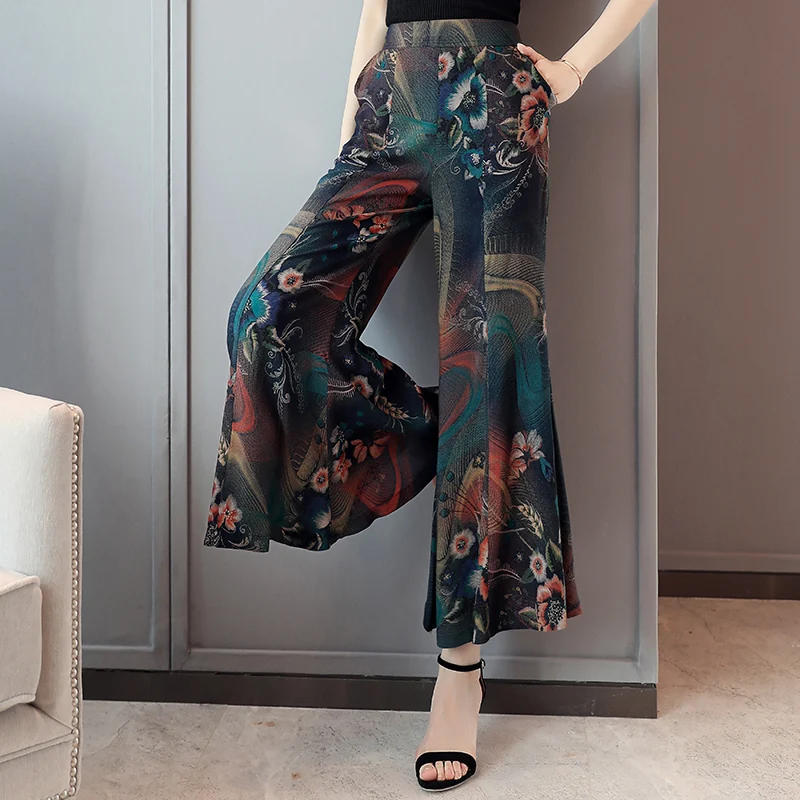 Женские Плиссированные широкие брюки повседневные свободные с высокой талией