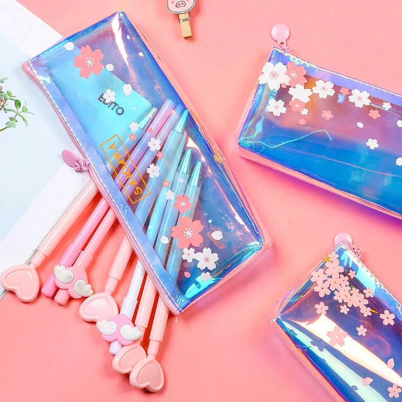 1 шт. Лазерная вишня в цвету Карандаш Чехол холст школьный поставка карандашей