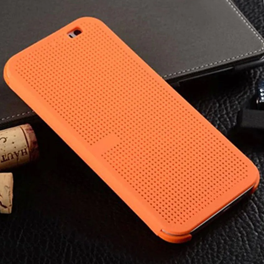 Orange Силиконовый чехол-книжка в горошек для htc One M8 M8s OneM8 OneE8 htc M8 htc E8 E8 E M 8 Smart View, противоударный чехол для телефона s - Цвет: Orange