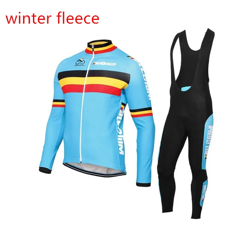 Бельгия pro Team с длинным рукавом Трикотаж комплект/комбинезон гель площадку