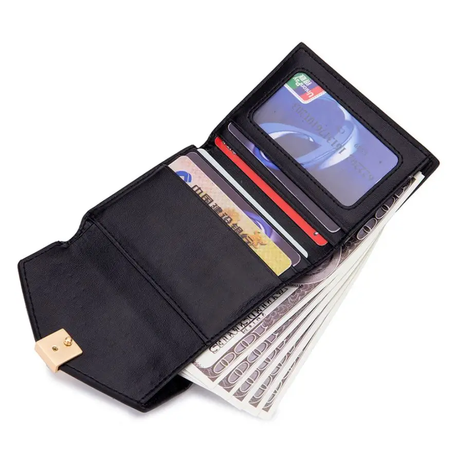 Кошелек женский из натуральной кожи с застежкой черный розовый зеленый