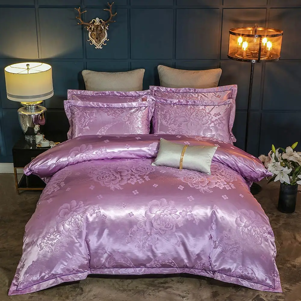 Papa& Mima жаккард постельное белье queen King size Постельный набор простыня наволочка пододеяльник набор шелк и хлопок ткань Прямая поставка - Цвет: 20185526