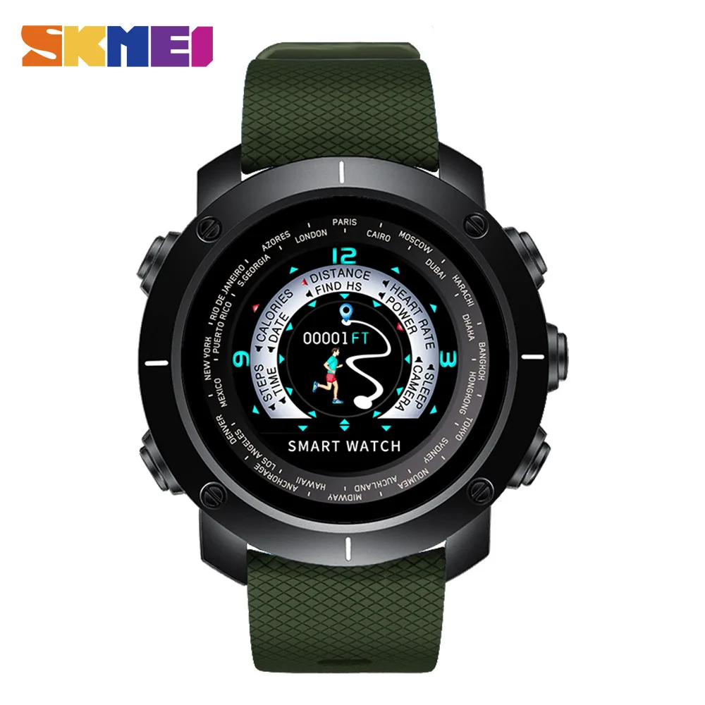 Plastic Green SKMEI Смарт цифровые часы HeartRate калории Bluetooth часы водонепроницаемые Модные наручные часы relogio masculino для ios android W30 - Цвет: Plastic Green