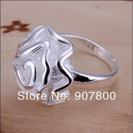 Дешевые акции серебряная Роза кольцо на палец размер 6-9 # модные украшения для
