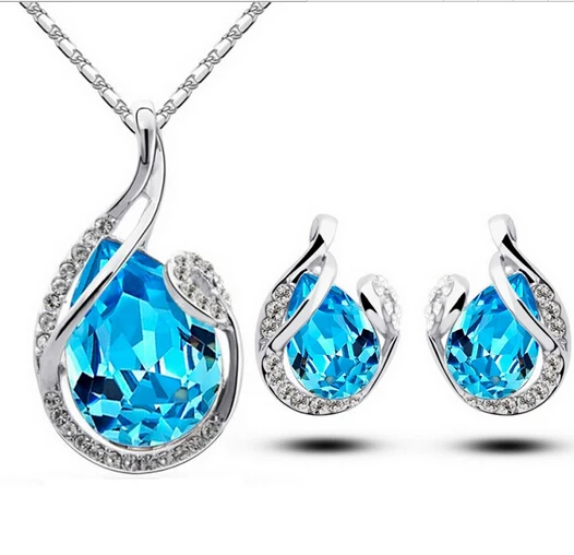 S073 корейские модные комплекты ювелирных изделий ожерелье + серьги комплект из