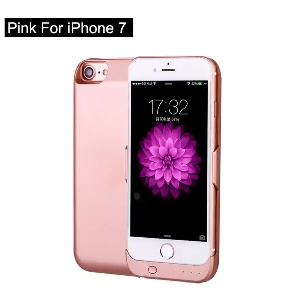 Pink For iPhone 7 Чехол для аккумулятора для iPhone 6, 6 S, 7, 8, 6000 мА/ч, внешний аккумулятор, чехол для зарядки s, для iPhone 7, внешний аккумулятор, зарядное устройство, чехол, Fundas - Цвет: Pink For iPhone 7