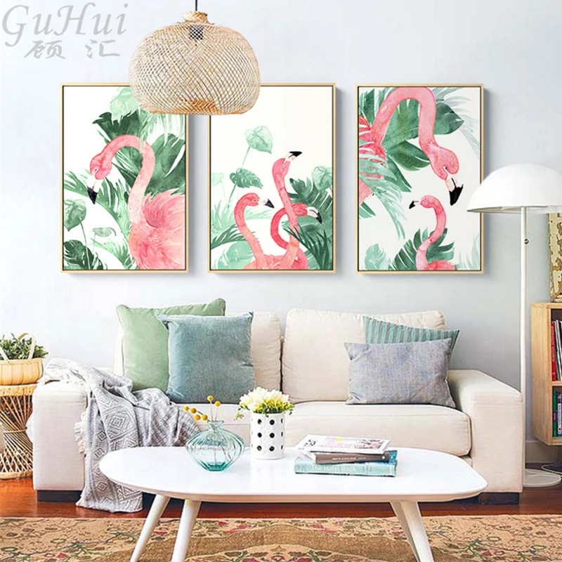 Спрей цвет тропический лес Фламинго кавычки Холст Картина животное плакат без