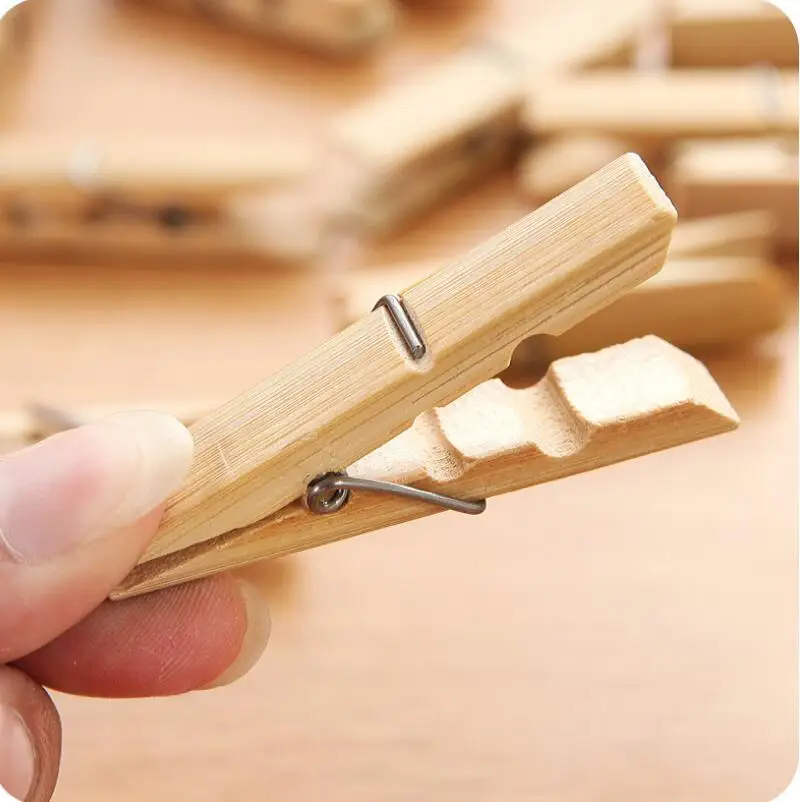 Mini Bamboo Clothespin Laundry Hangers Craft Clips Wooden Clothes Photo Paper Peg Storage Supplies LX4488 | Дом и сад