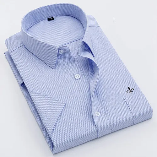 HW-D813BLUE-G Dudalina, летние приталенные повседневные рубашки, полосатая рубашка с коротким рукавом, Мужская одежда, рубашки Chemise Homme - Цвет: HW-D813BLUE-G