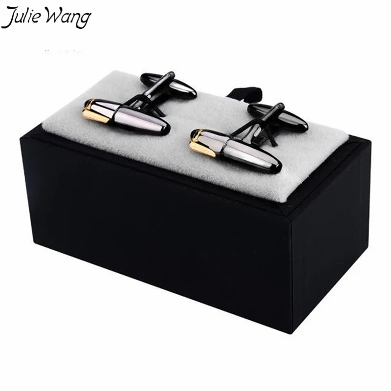 Julie Wang 1 пара черная ручка искусственные полированные латунные запонки