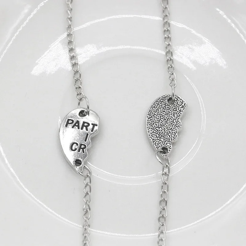 Винтажные посеребренные золотые браслеты в форме разбитого сердца партнеры