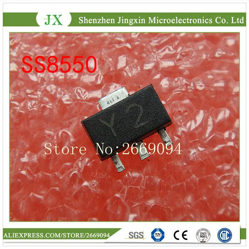 

50 шт., SMD транзистор SS8550 Y2 1.5A/25V PNP, высокое напряжение SOT89
