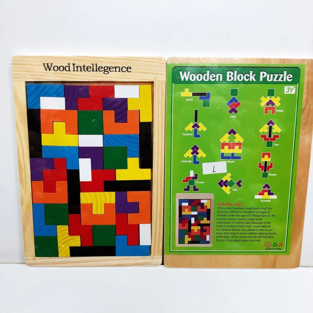 Высокое качество игрушка montessori развивающие тетрис головоломки игрушки из дерева