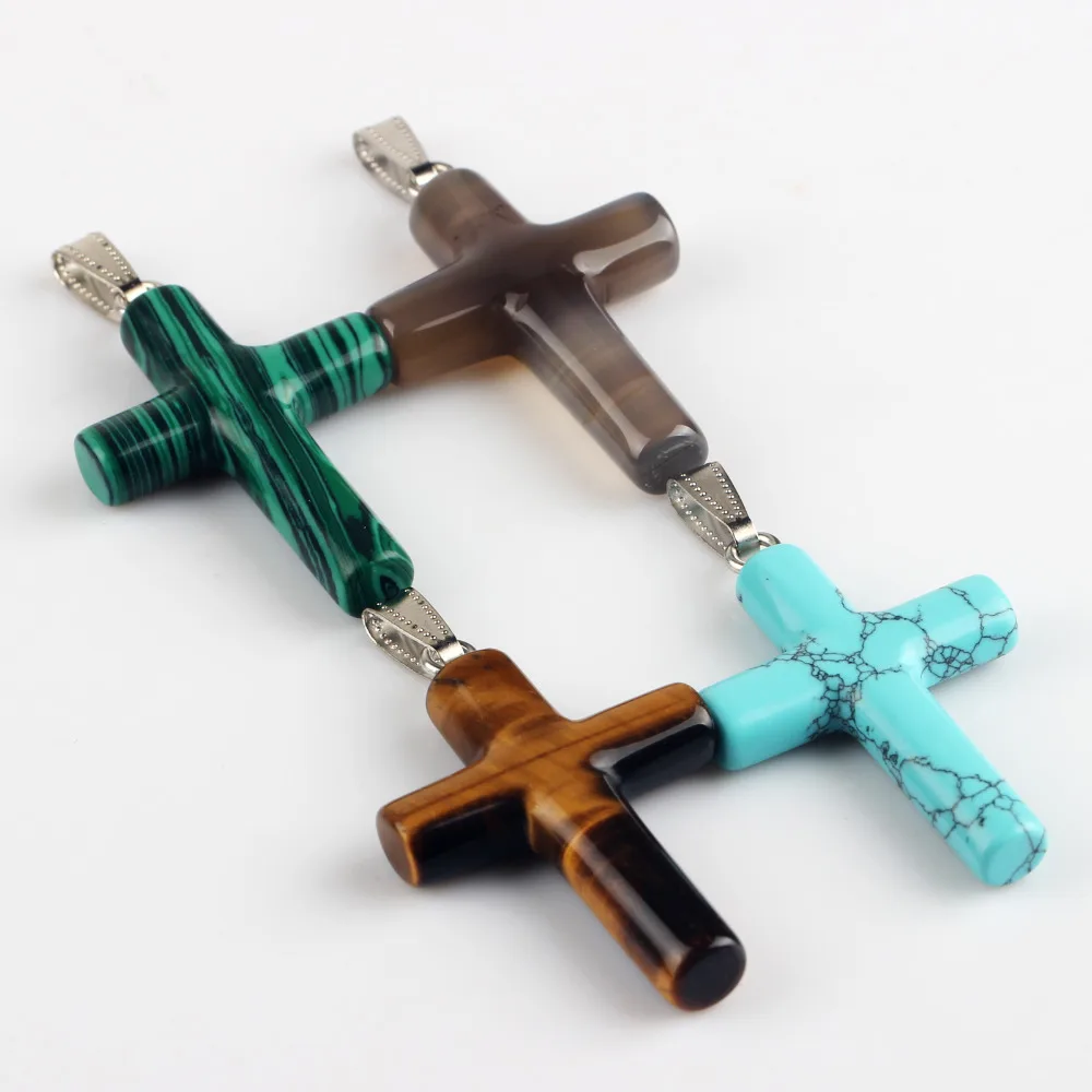 Тигровый глаз естественный серый малахитовый крест подвески пенделя для исцеления через чакры камень Рейки для украшений на шею Бесплатный мешочек.