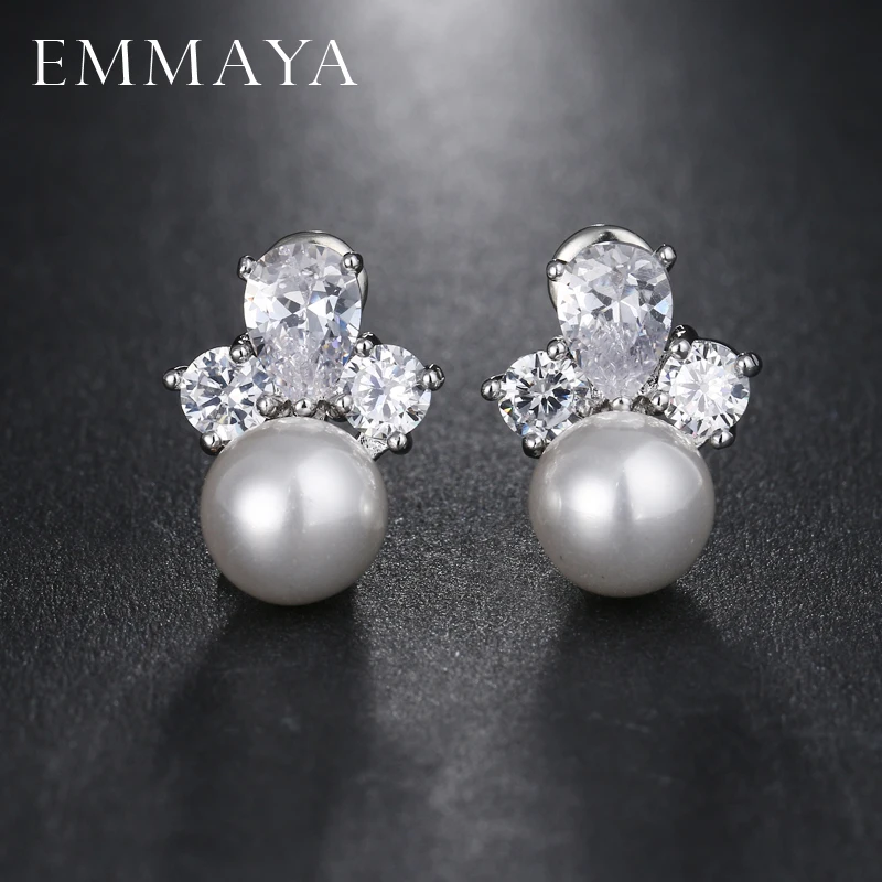 Женские серьги гвоздики с кристаллами и жемчугом|earrings gift|flower stud earringsfashion earrings |