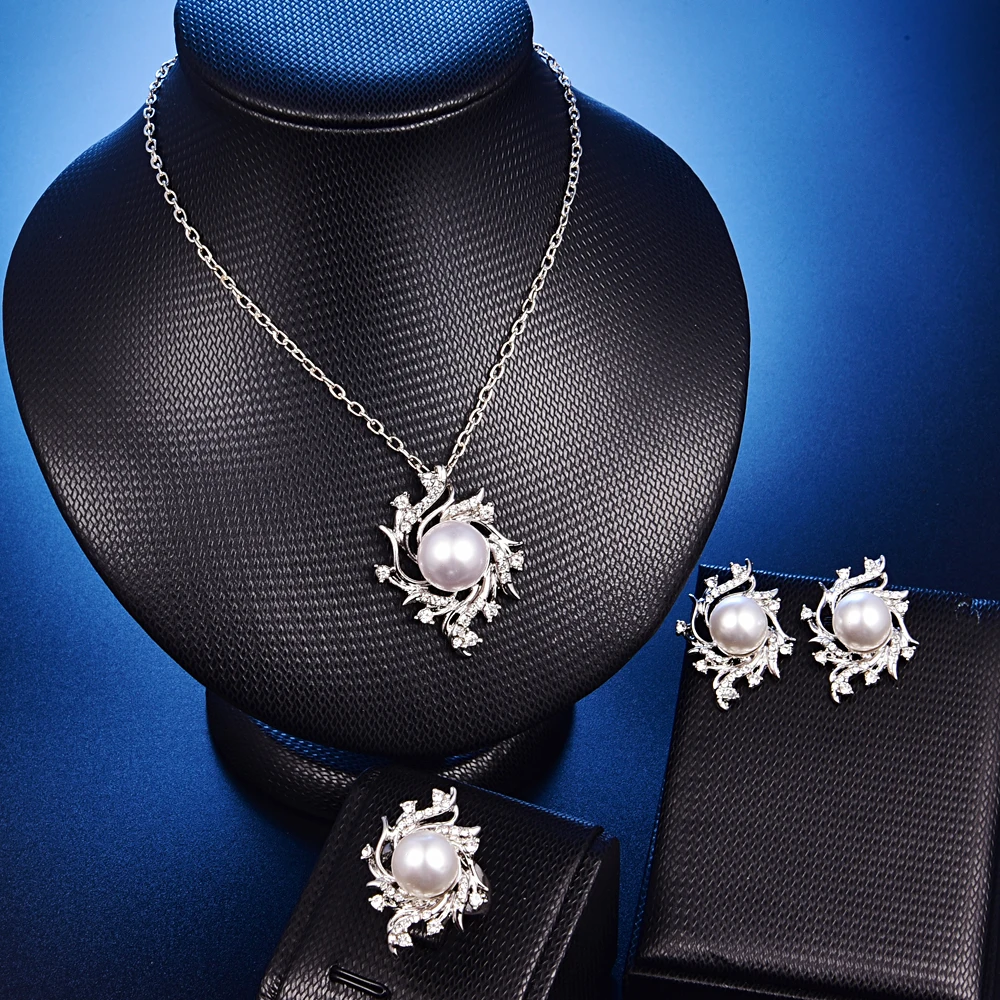Новое поступление элегантные свадебные жемчужные Ювелирные наборы модные