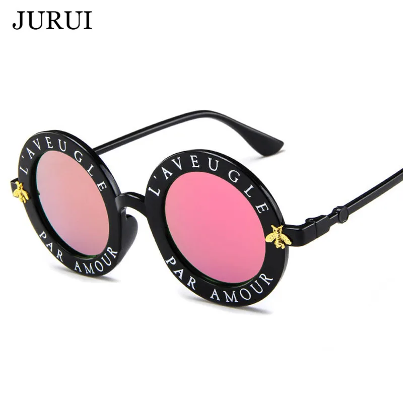 Новые Круглые Солнцезащитные очки в стиле ретро с английскими буквами и Пчелкой