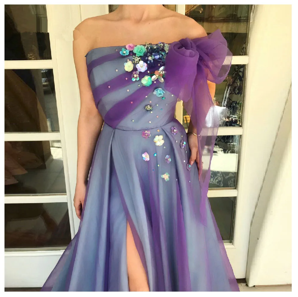 Фиолетовое вечернее платье LORIE вечерние платья женское с боковыми вставками 3D