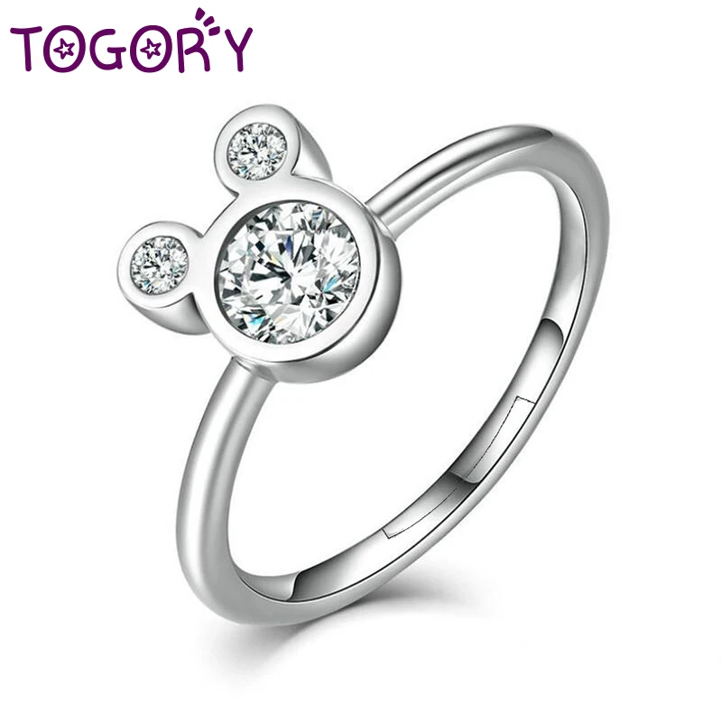 TOGORY, модное Фирменное кольцо с бантом, складываемое, микро кольцо, CZ, кольцо на палец для женщин, лучший подарок, ювелирное изделие - Цвет основного камня: R23