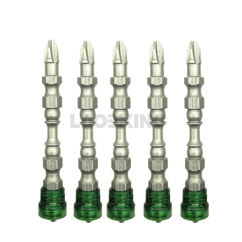 5pcs green double 5 шт. PH2 Магнитная отвертка бит против скольжения S2 стальной электрический отвертка набор 1/" шестигранный хвостовик с одной головкой электроинструменты - Цвет: 5pcs green double