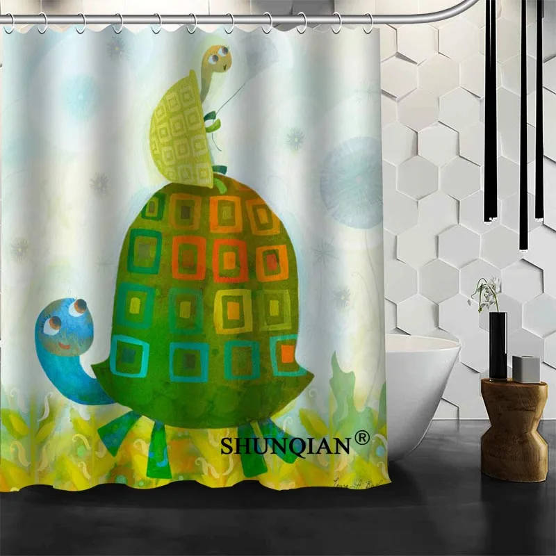 New Custom Tortoise Shower Curtains Polyester Bathroom Waterproof Bath Curtain Size 150X180cm165X200cm180X200cm | Дом и сад