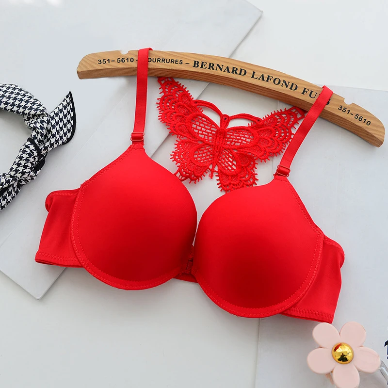 Illusory Women Fashion Underwear Lace Bralette Bras Adjustable Push Up Lingerie Butterfly Back Seamless Racerback Bra Girls Top | Женская