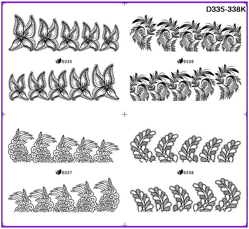 Черные наклейки для ногтей 4 упаковки в комплекте серия bl-d водяная наклейка ZEBRA