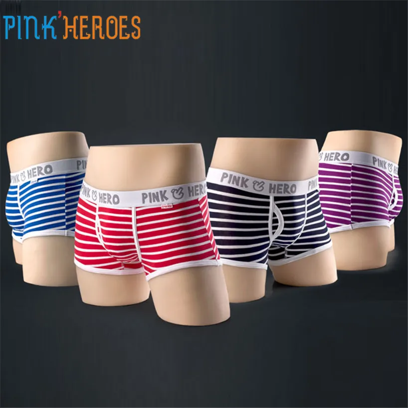 Нижнее белье мужское в полоску с бахромой feb30|pink hero|panties menmen boxer underwear |