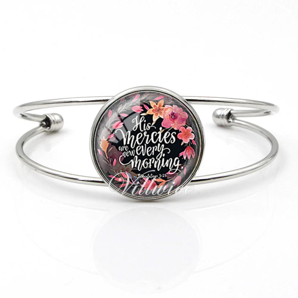 VILLWICE Горячая Мода Библейский стих браслет со стеклянным кабошоном манжеты