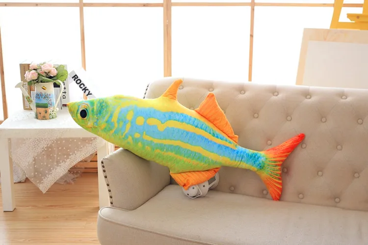 

middle size plush yellow&green stripe fish toy creative fish pillow doll gift about 80cm