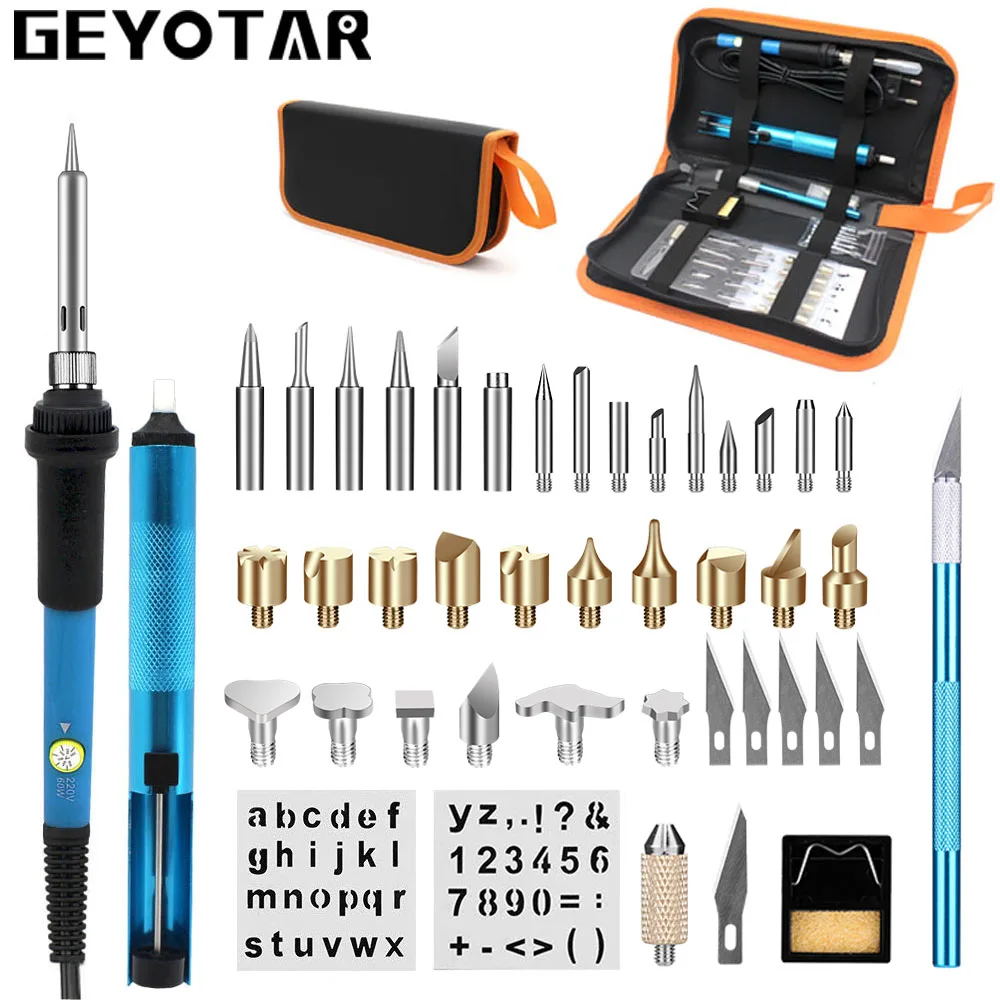 GEYOTAR 220 в 60 Вт ЕС Plug Регулируемый паяльник вырезка пирография инструмент пайки