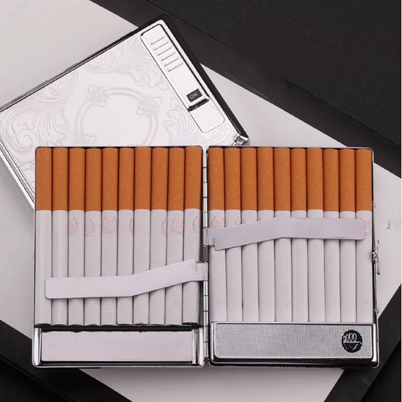 

USB lighter cigarettes case for 20 cigarettes pack