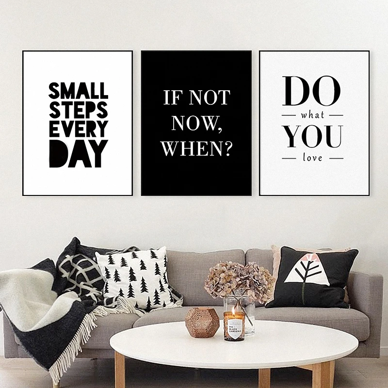 Haochu Минималистичная черно-белая мотивирующая типография напечатанные на экране