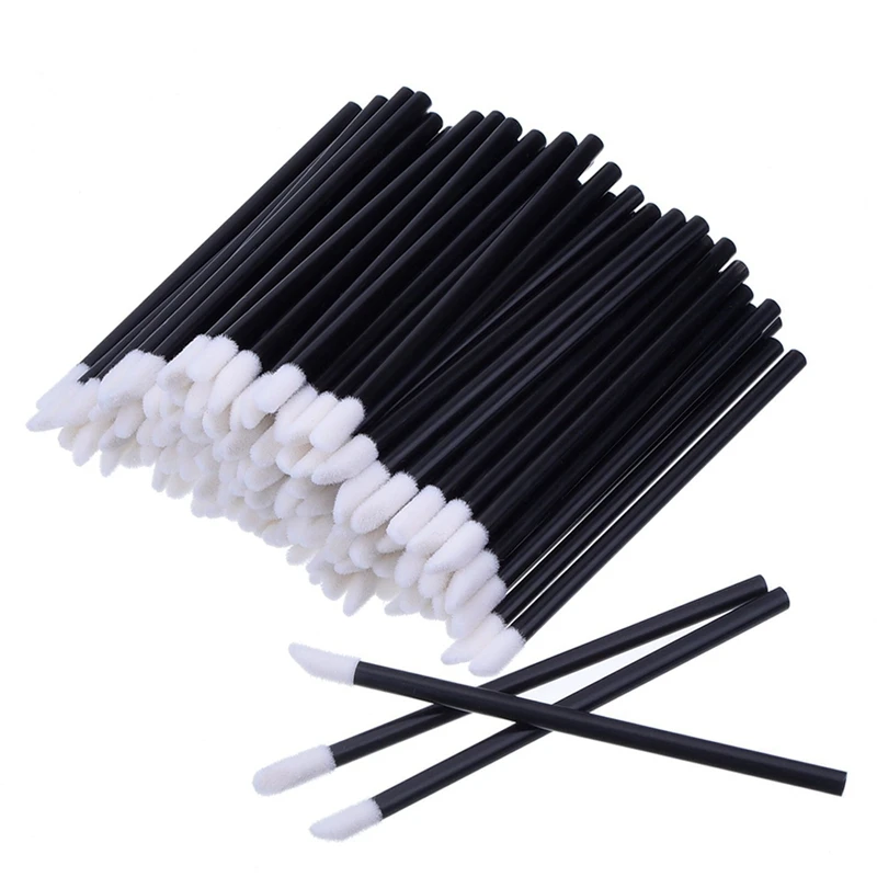 

10/50/100pcs Disposable Makeup Lip Brush Lipstick Gloss Wands Applicator Make up Tool Black barras de labios larga duracion