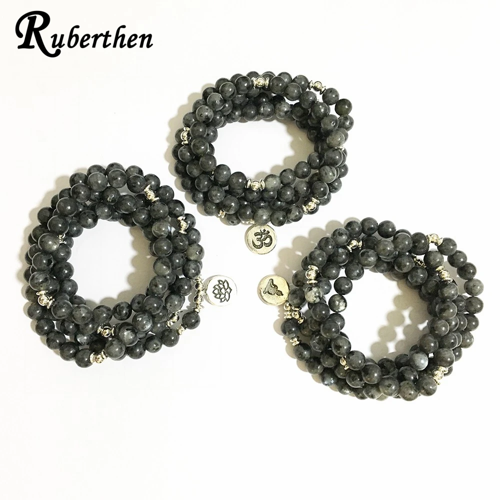 Ruberthen браслет из натурального камня 108 мала йога ожерелье матовый Амазонит