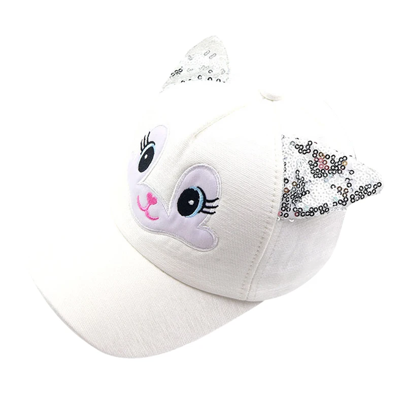 white Детская шляпа мультфильм ребенок Корейский кошачьи уши хлопок бейсболки Весна Лето мальчик солнечные шляпы девушки шапочки дети фотографии реквизит - Цвет: white