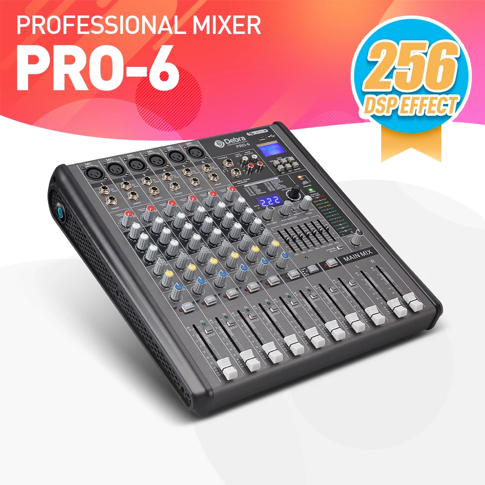 Debra Audio PRO 6 каналов с 256 DSP звуковые эффекты Bluetooth студийный микшер аудио DJ звуковой