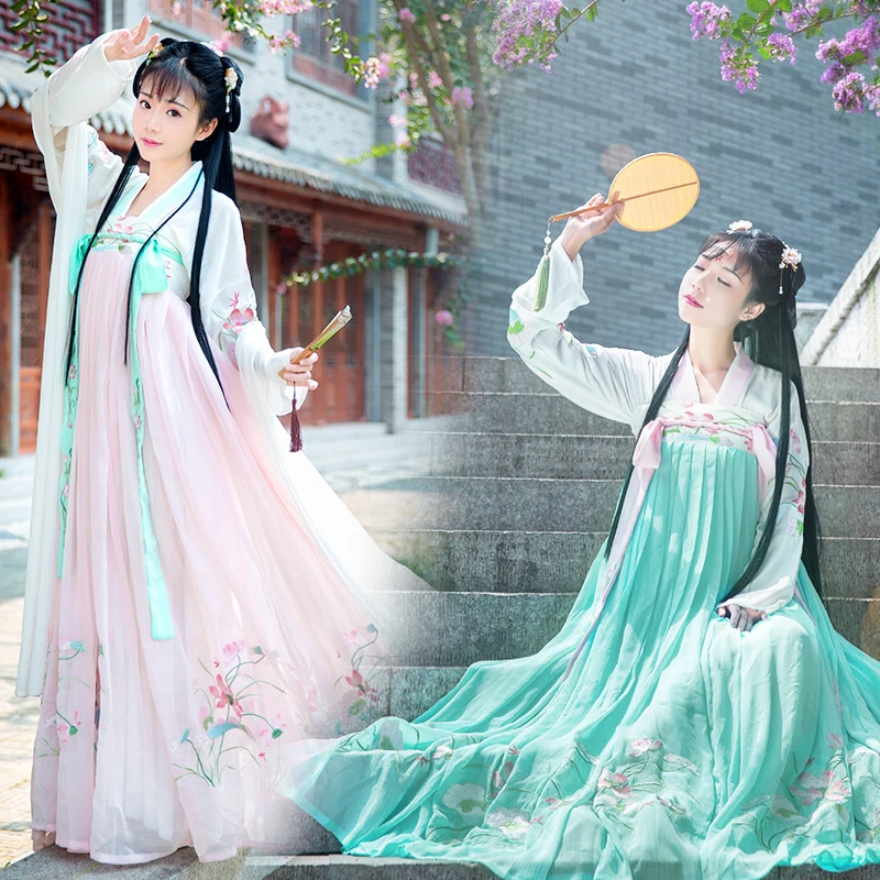 Traditional Chinese Dance Costume Women Green Hanfu Singers Stage Wear Oriental Performance Clothing Folk Festival Outfit DC2349 |