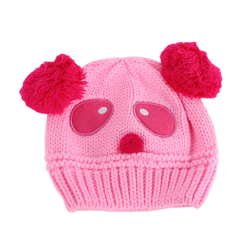 

Baby Kids Cartoon Panda Ball Handmade Knitted Crochet Beanie Cap Winter Hat New